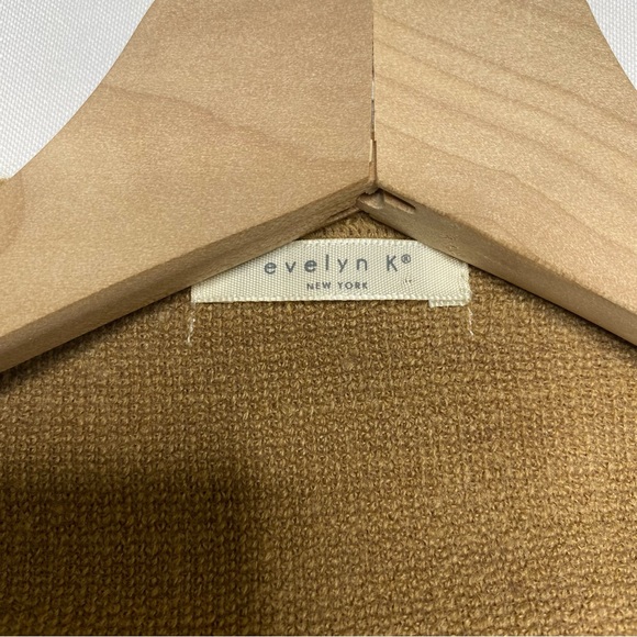 Anthropologie Evelyn K Ruffle Sleeveless Shawl Vest Long Tan Cardigan Sweater M - Picture 7 of 8